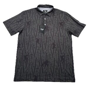 Waggle Golfin' With Squatch Sasquatch Golf Polo Gray Men's Medium NWT